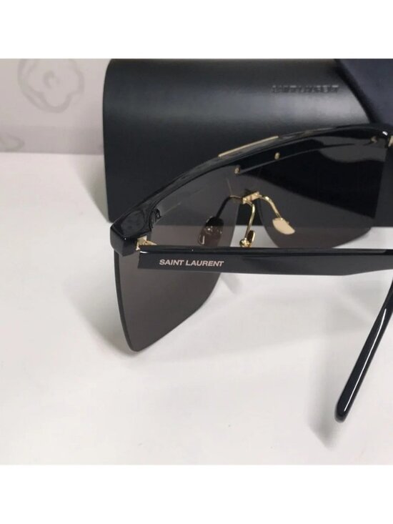 New Authentic Saint Laurent SL 537 Palace 001 – Black & Gold Shield Sunglasses main image 7